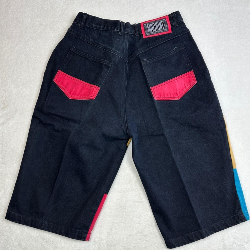 VTG MACHINE Patchwork Colorblock Denim Button Up … - image 4